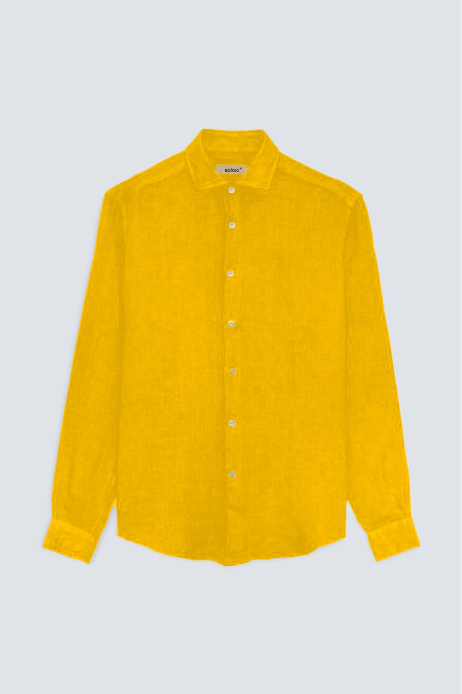 Camisa de lino para hombre mostaza