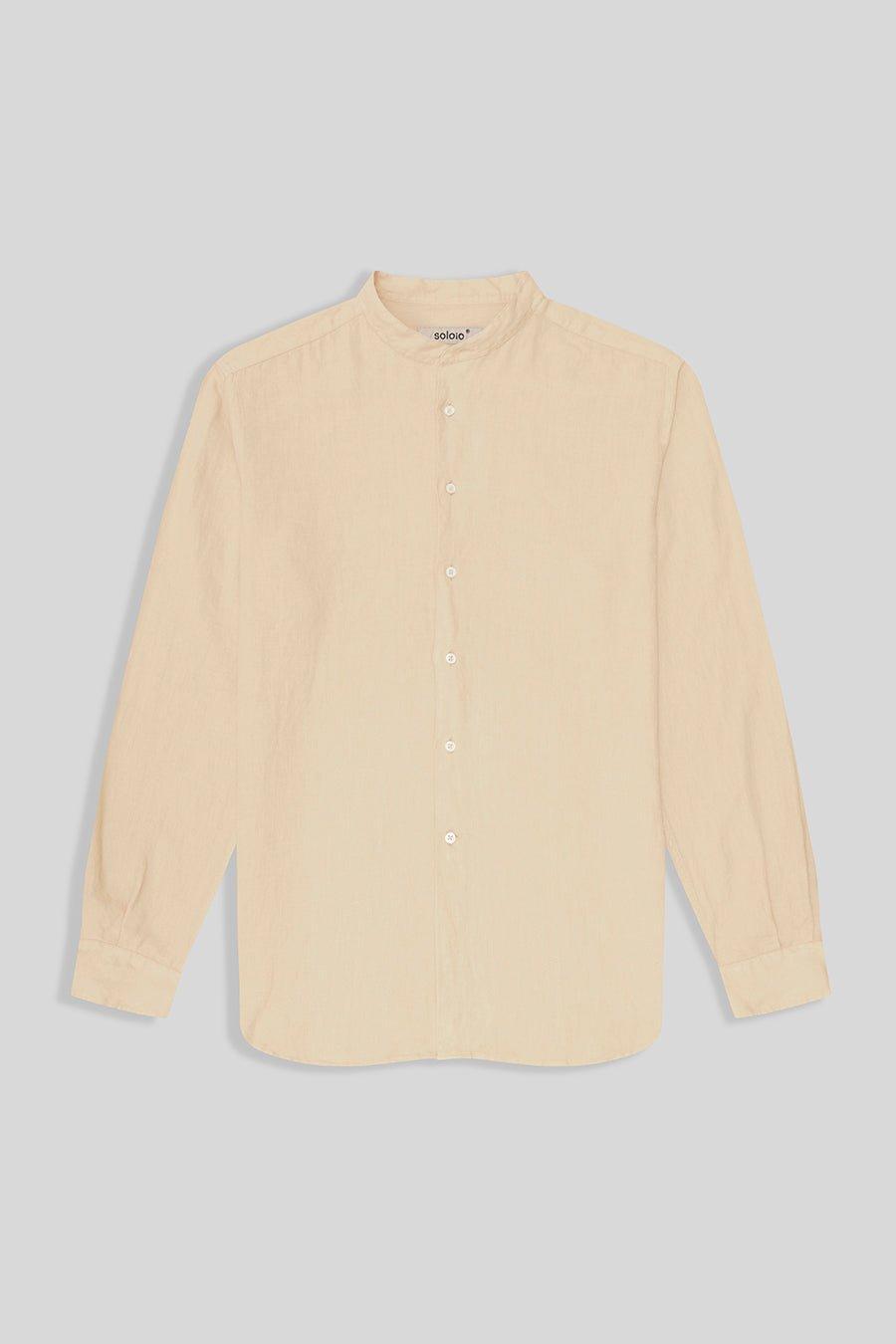 basic linen shirt mao beige - soloio